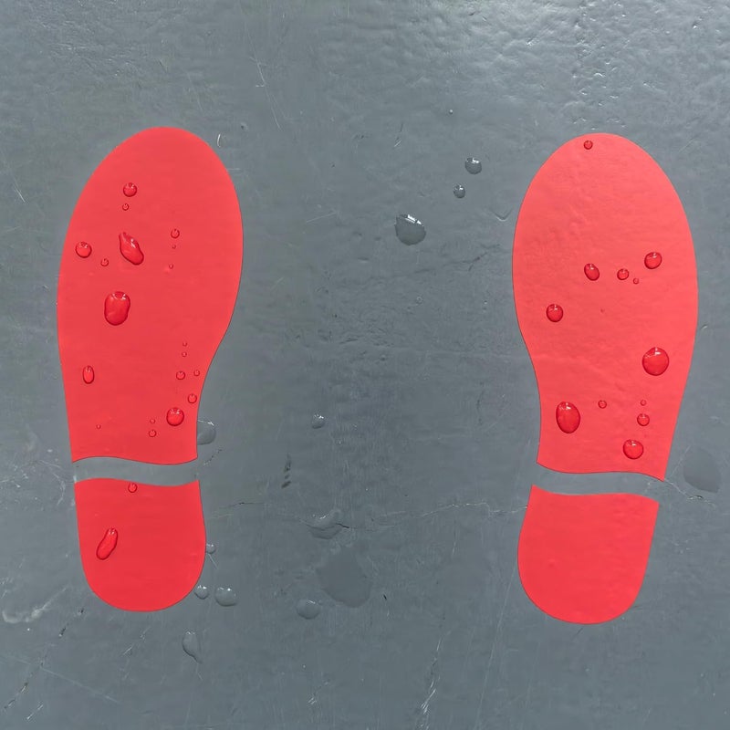 CAOCAOOO 20 Pairs 40 Prints Shoe Stickers 7 Inch Footprints Floor Decals Stickers Feet Distance Floor Sign Party Decor Guide (Red) - Image 4